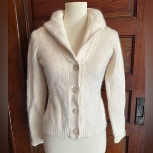 Dreamy Cream Angora Ann Taylor Cardigan Sz XSP